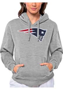 Antigua New England Patriots Womens Grey Full Front Victory Hooded Sweatshirt