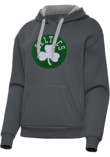 Antigua Boston Celtics Womens Charcoal Chenille Victory Hooded Sweatshirt
