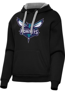 Antigua Charlotte Hornets Womens Black Full Front Victory Hooded Sweatshirt
