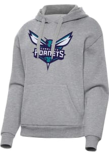 Antigua Charlotte Hornets Womens Grey Full Front Victory Hooded Sweatshirt