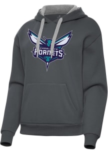 Antigua Charlotte Hornets Womens Charcoal Full Front Victory Hooded Sweatshirt