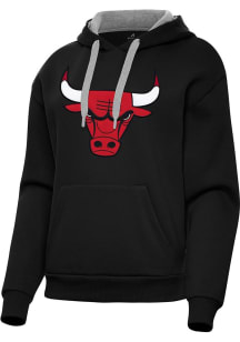 Antigua Chicago Bulls Womens Black Full Front Victory Hooded Sweatshirt
