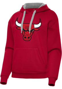 Antigua Chicago Bulls Womens Red Full Front Victory Hooded Sweatshirt