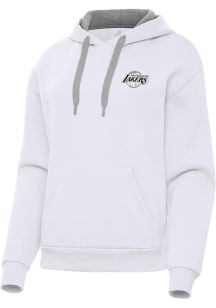 Antigua Los Angeles Lakers Womens White Metallic Victory Hooded Sweatshirt