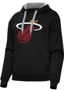 Antigua Miami Heat Womens Black Full Front Victory Hooded Sweatshirt