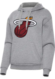 Antigua Miami Heat Womens Grey Full Front Victory Hooded Sweatshirt