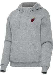 Antigua Miami Heat Womens Grey Alternate Victory Hooded Sweatshirt