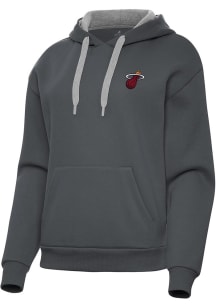 Antigua Miami Heat Womens Charcoal Alternate Victory Hooded Sweatshirt