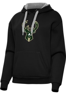 Antigua Milwaukee Bucks Womens Black Chenille Victory Hooded Sweatshirt
