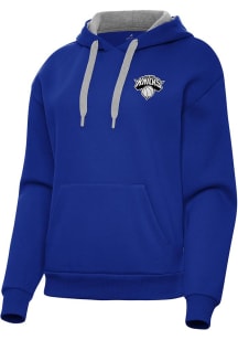 Antigua New York Knicks Womens Blue Metallic Victory Hooded Sweatshirt