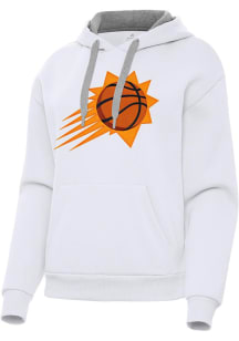 Antigua Phoenix Suns Womens White Full Front Victory Hooded Sweatshirt