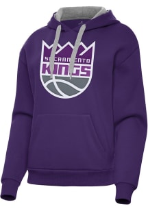 Antigua Sacramento Kings Womens Purple Full Front Victory Hooded Sweatshirt
