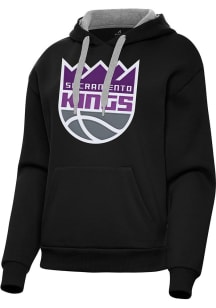 Antigua Sacramento Kings Womens Black Full Front Victory Hooded Sweatshirt
