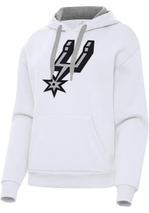 Antigua San Antonio Spurs Womens White Full Front Victory Hooded Sweatshirt