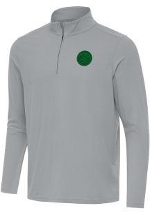 Antigua Denver Nuggets Mens Grey St Patrick's Day Tonal Intent Long Sleeve Qtr Zip Pullover