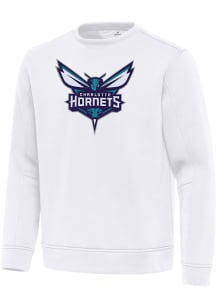 Antigua Charlotte Hornets Mens White Full Front Relevant Long Sleeve Crew Sweatshirt