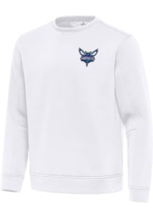 Antigua Charlotte Hornets Mens White Relevant Long Sleeve Crew Sweatshirt