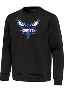 Antigua Charlotte Hornets Mens Black Full Front Relevant Long Sleeve Crew Sweatshirt