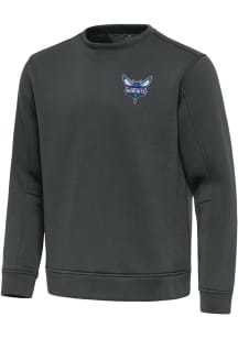 Antigua Charlotte Hornets Mens Grey Relevant Long Sleeve Crew Sweatshirt