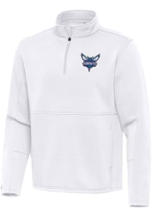 Antigua Charlotte Hornets Mens White Twist Long Sleeve Qtr Zip Pullover