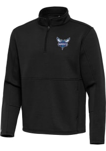 Antigua Charlotte Hornets Mens Black Twist Long Sleeve Qtr Zip Pullover