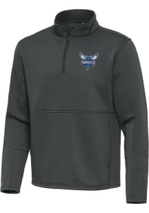 Antigua Charlotte Hornets Mens Grey Twist Long Sleeve Qtr Zip Pullover