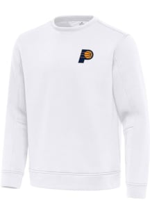 Antigua Indiana Pacers Mens White Relevant Long Sleeve Crew Sweatshirt