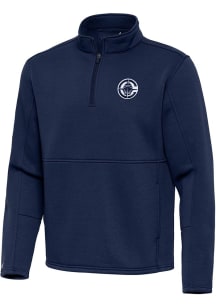 Antigua Los Angeles Clippers Mens Navy Blue Twist Long Sleeve Qtr Zip Pullover