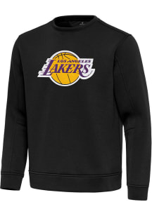 Antigua Los Angeles Lakers Mens Black Full Front Relevant Long Sleeve Crew Sweatshirt
