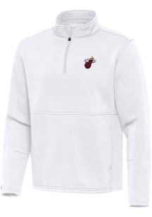 Antigua Miami Heat Mens White Alternate Twist Long Sleeve Qtr Zip Pullover