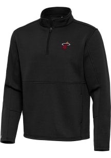 Antigua Miami Heat Mens Black Alternate Twist Long Sleeve Qtr Zip Pullover