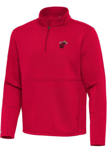Antigua Miami Heat Mens Red Alternate Twist Long Sleeve Qtr Zip Pullover