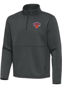 Antigua New York Knicks Mens Grey Twist Long Sleeve Qtr Zip Pullover