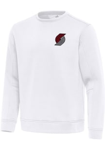 Antigua Portland Trail Blazers Mens White Relevant Long Sleeve Crew Sweatshirt