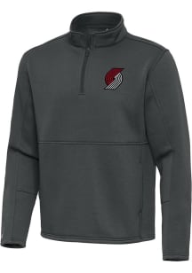 Antigua Portland Trail Blazers Mens Grey Twist Long Sleeve Qtr Zip Pullover
