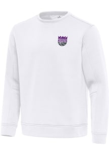 Antigua Sacramento Kings Mens White Relevant Long Sleeve Crew Sweatshirt