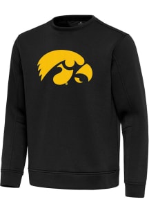 Antigua Iowa Hawkeyes Mens Black Full Front Relevant Long Sleeve Crew Sweatshirt