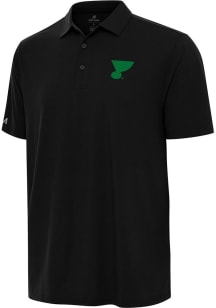 Antigua St Louis Blues Mens Black St Patrick's Day Era Design Short Sleeve Polo