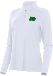 Antigua Philadelphia Flyers Womens White St Patrick's Day Intent Design Qtr Zip