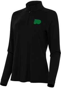Antigua Philadelphia Flyers Womens Black St Patrick's Day Intent Qtr Zip