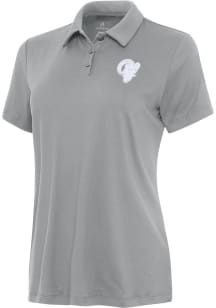 Antigua Los Angeles Rams Womens Grey White Tonal Reprocess Recycled Short Sleeve Polo Shirt