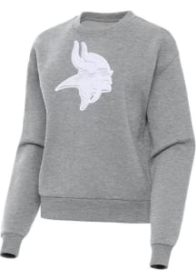 Antigua Minnesota Vikings Womens Grey White Tonal Full Front Victory Crew Sweatshirt
