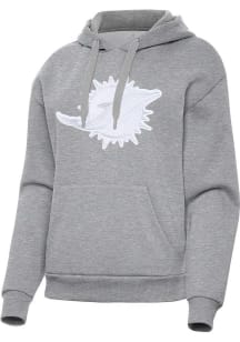 Antigua Miami Dolphins Womens Grey White Tonal Full Front Victory Hooded Sweatshirt