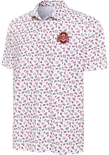 Antigua Ohio State Buckeyes Mens White Independence Day Polo Short Sleeve Polo