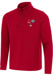 Antigua Ohio State Buckeyes Mens Red Football 2025 Cotton Bowl Bound Insider Long Sleeve Qtr Zip P..