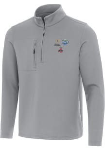 Antigua Ohio State Buckeyes Mens Grey Football 2025 Cotton Bowl Bound Insider Long Sleeve Qtr Zip..