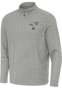 Antigua Ohio State Buckeyes Mens Grey Football 2025 Cotton Bowl Bound Subtle Long Sleeve Qtr Zip P..