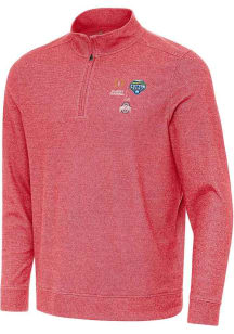 Antigua Ohio State Buckeyes Mens Red Football 2025 Cotton Bowl Bound Subtle Long Sleeve Qtr Zip Pu..