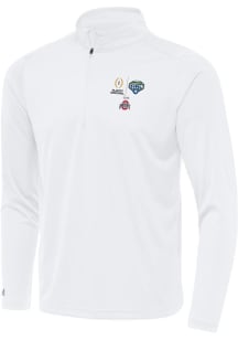 Antigua Ohio State Buckeyes Mens White Football 2025 Cotton Bowl Bound Tribute Long Sleeve Qtr Zip..