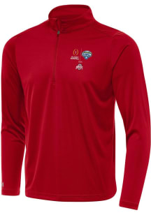 Antigua Ohio State Buckeyes Mens Red Football 2025 Cotton Bowl Bound Tribute Long Sleeve Qtr Zip P..